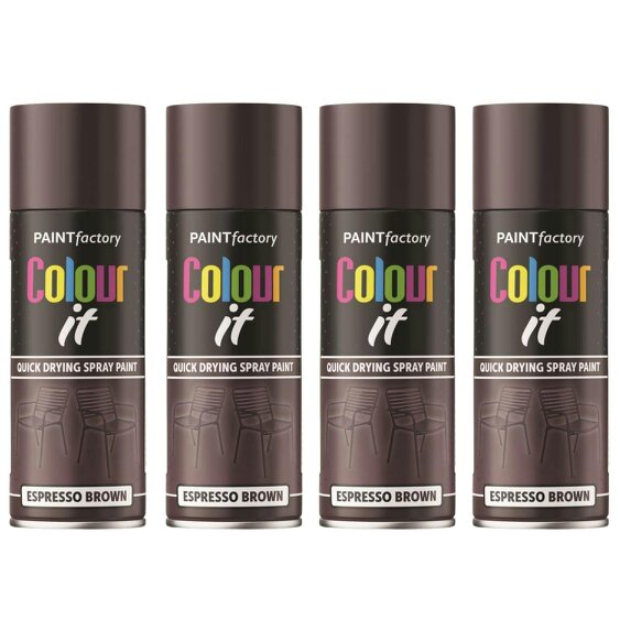 Paint Factory 4X  Espresso Brown Gloss Spray Paint 400ml