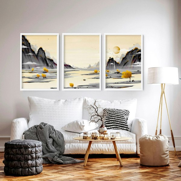 Japanese Landscape Artwork | set of 3 wall art prints