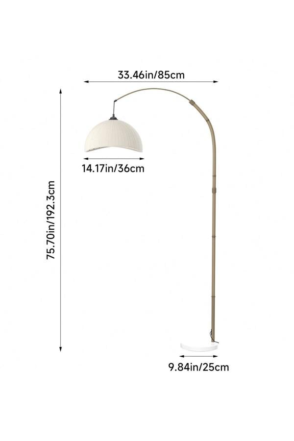 Living and Home Vintage Style Floor Lamp with Fabric Lampshade and Marble Base