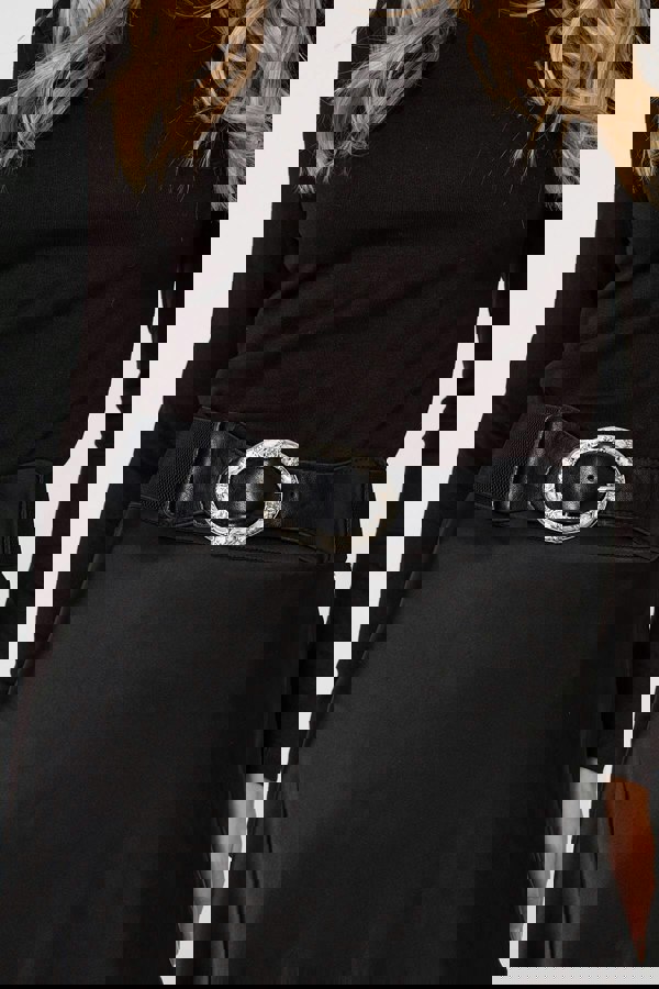 Black | Diamante Embellished Buckle Belt
