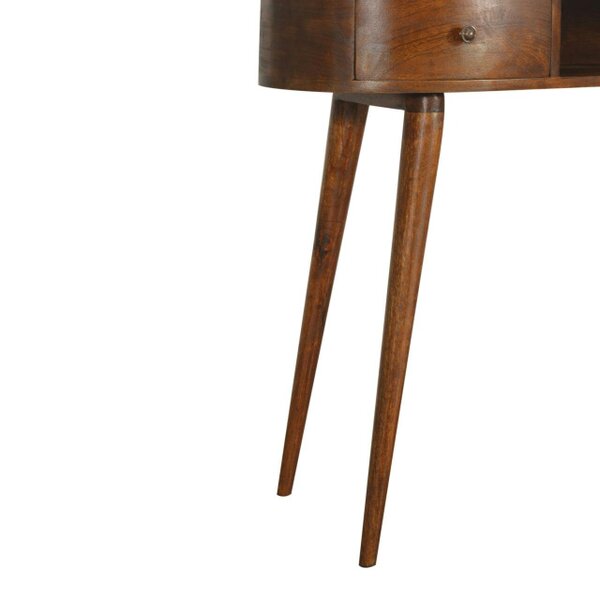 Wyld Haus Parma Chestnut Mango Wood Wave Writing Desk 2 Drawers