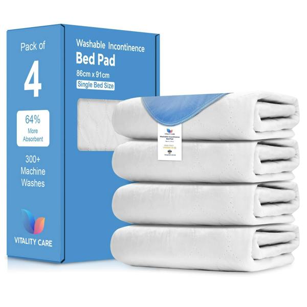 Vitality Care Incontinence Washable Bed Pads Protection Sheets - Reusable with High Absorbency