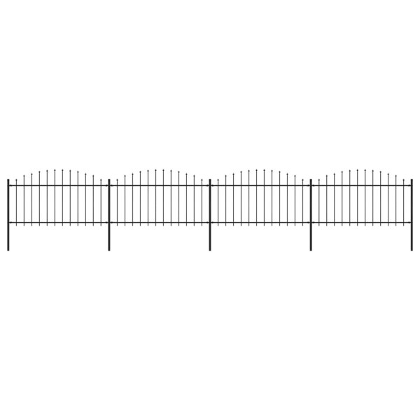 Berkfield Garden Fence with Spear Top Steel (1.25-1.5)x6.8 m Black