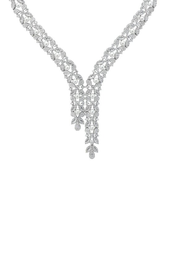 Latelita Marchioness Statement Necklace Pearl Silver