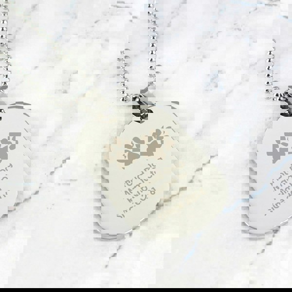 Personalised Memento Company Personalised Paw Prints Stainless Steel Dog Tag Necklace