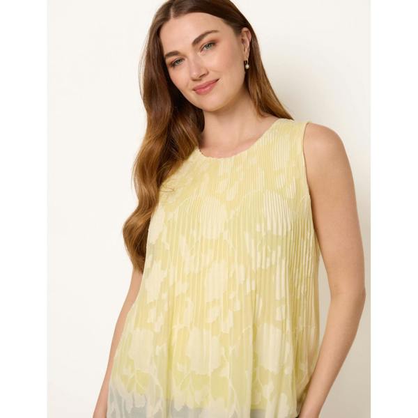 Blue Vanilla Sleeveless Lace Pleated Top