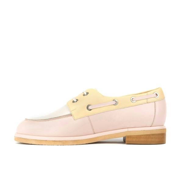 Embassy London Boatie - Yellow & Cream & Pink - Women's Leather Boat Shoe