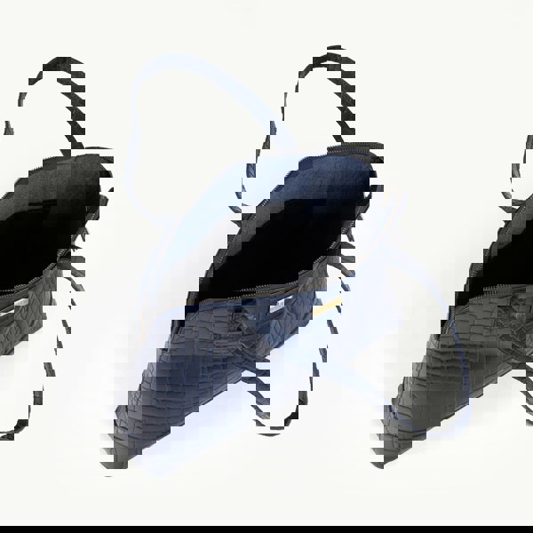 Assots London 'Eva' Navy Croc Real Leather Designer Unlined Tote Bag