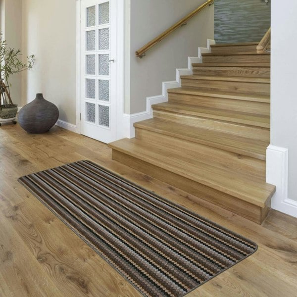 Washable Designer Mats Stripe Design in Multicolour