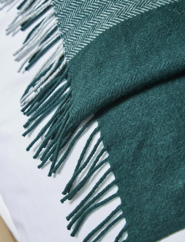 Liddell Cashmere Blend Green Stripe Blanket