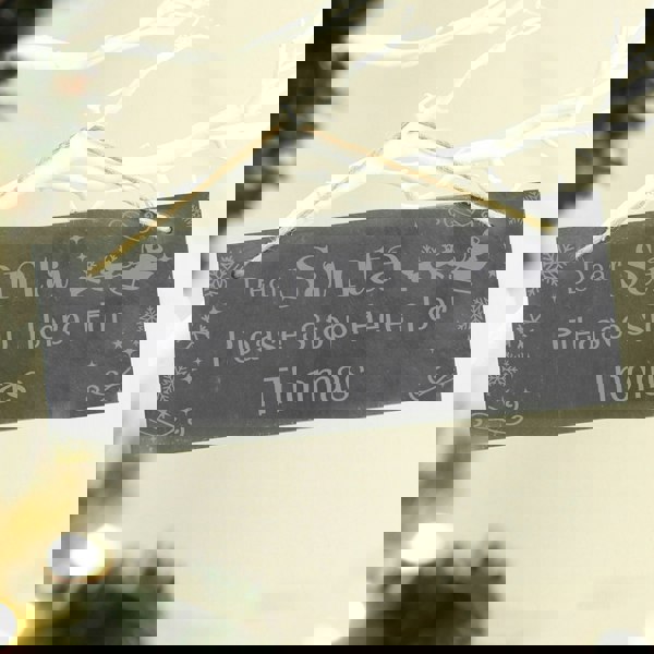 Personalised Memento Company Personalised Santa Please Stop Here... Hanging Slate Sign