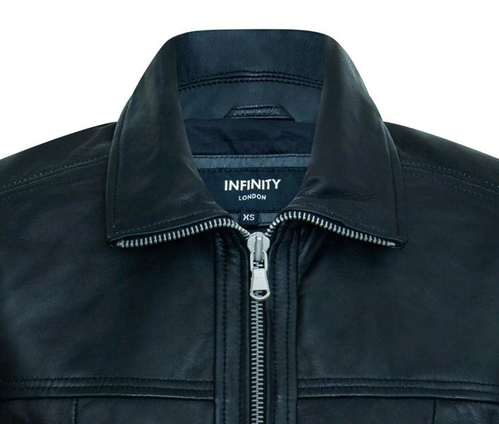 Infinity Leather Womens Black Cropped Biker Leather Jacket - Dubai
