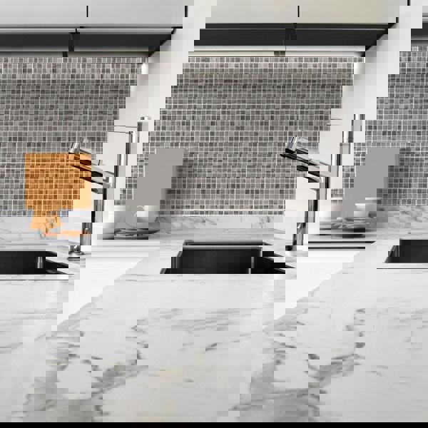 WT1593 - Picasso Grey Marble Mosaic Wall Tile Sticker Set - 15 x 15 cm (6 x 6 in) - 24 pcs