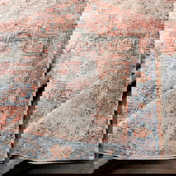 Livabliss Amelie-Washable Terracotta Blue Grey Brown Traditional Vintage Boho Rug