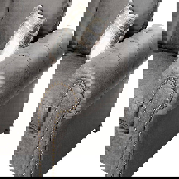 SQUAREBOXX Oakland Suede Sofa 3+2 Seater Fabric Sofa in Charcoal Black