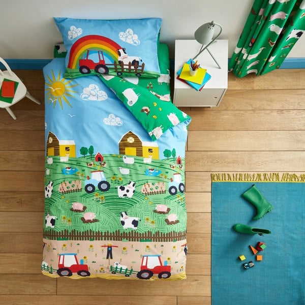 Catherine Lansfield Farmyard Animals Reversible Duvet Cover Set