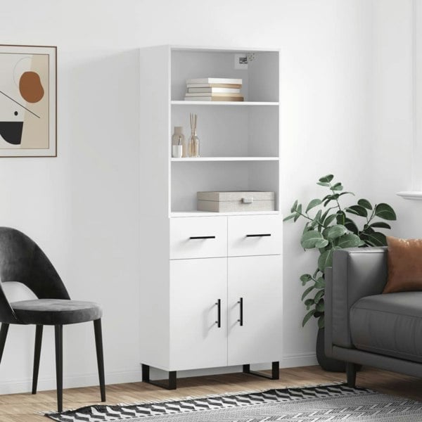 Berkfield Highboard White 69.5x34x180 cm Engineered Wood