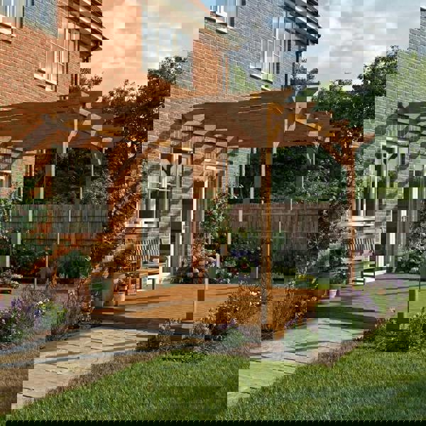 Arbor Garden Solutions Wall Mounted Pergola and Decking Kit Chamfered Design