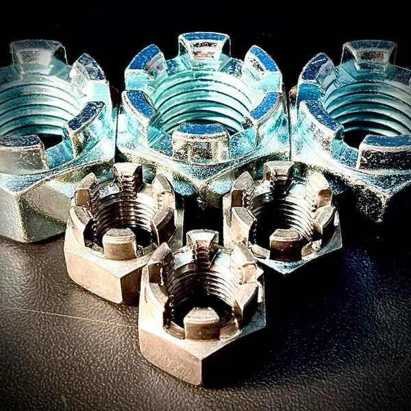 Fixaball Metric Castle Nuts Self Colour Zinc Grade 8 DIN 935