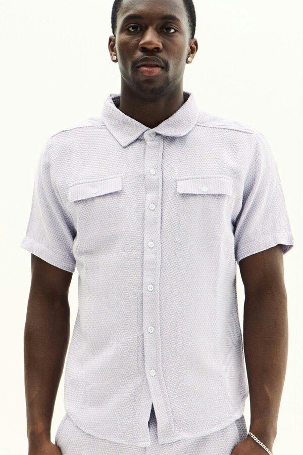 Men’s Slim Fit Textured Shirt & Shorts Co-Ord Set