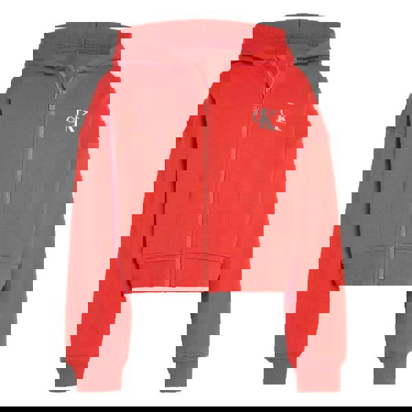 Calvin Klein Childrens/Kids Logo Fleece Full Zip Hoodie - Red