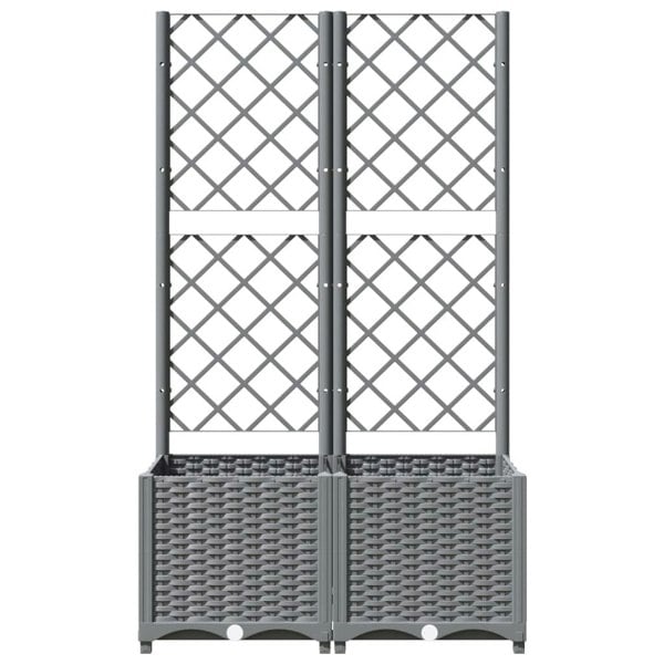 Berkfield Garden Planter with Trellis Light Grey 80x40x136 cm PP