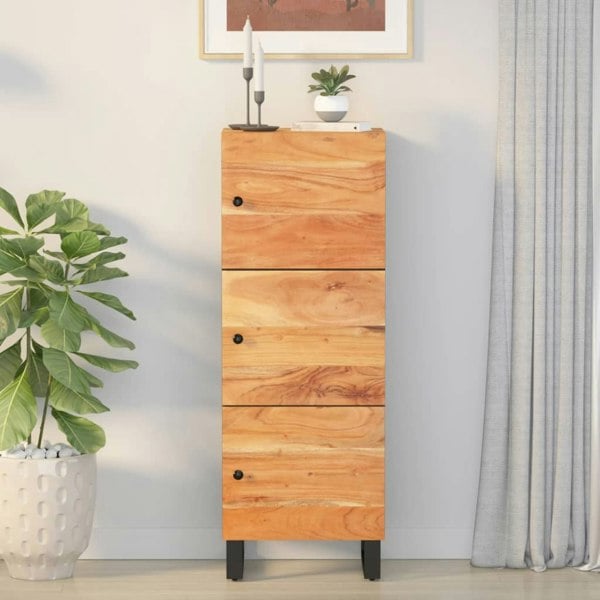 Berkfield Highboard with 3 Doors 40x33x110 cm Solid Wood Acacia&Iron