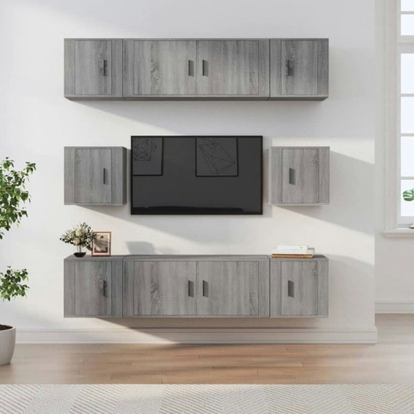 Berkfield 8 Piece TV Cabinet Set Grey Sonoma Engineered Wood