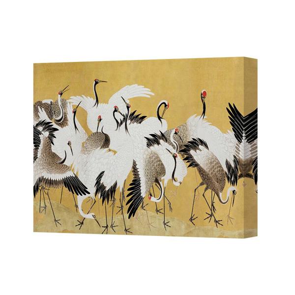 Benjamin Tate Design Golden Crane Canvas Wall Art Birds Painting Living Room Decor