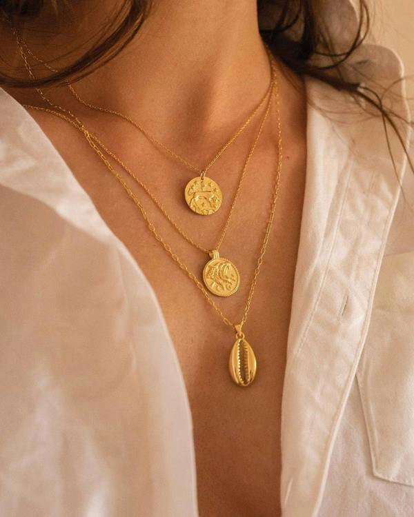Dainty 14K Gold Cowrie Shell Clam Necklace - Necklaces - Elk & Bloom