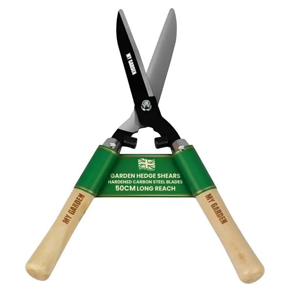 My Garden Outdoor Living My Garden Wooden Handle Hedge Shears 50 cm - Shear for Gardening with Hardened Carbon Steel Blade 3mm - Lightweight Durable