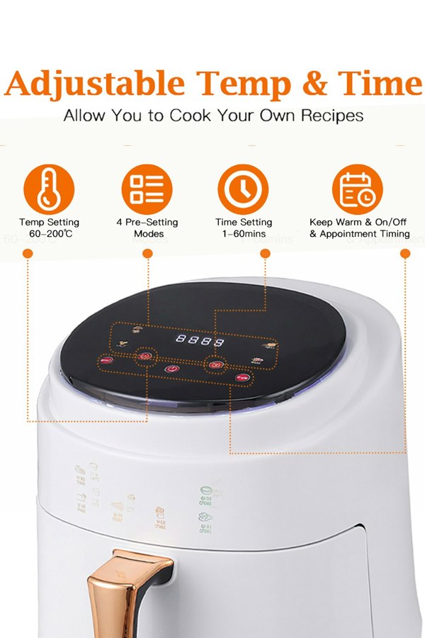 Living and Home 8L Digital Touchscreen Air Fryer with 4 Menus & Insulation Function
