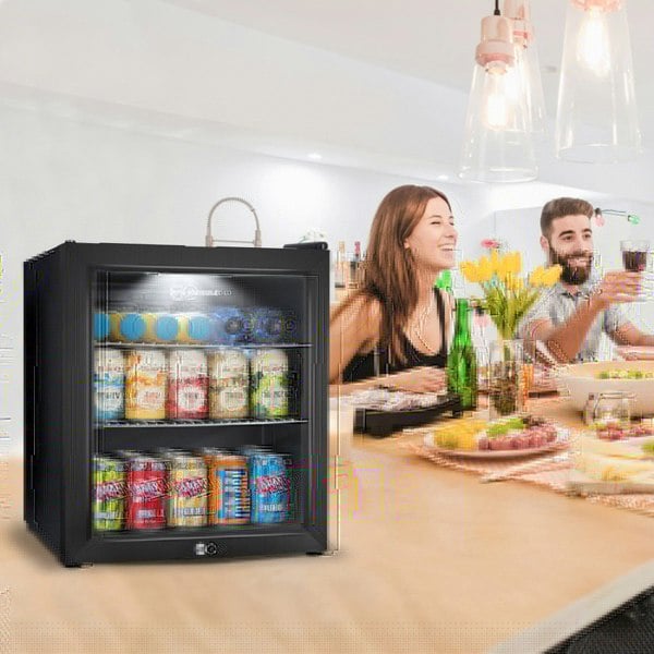 Subcold Super 50 litre table top black beer drinks mini fridge lifestyle