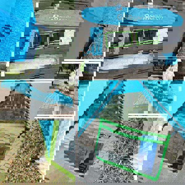 Gr8 Garden Blue Pop Up Family Beach Tent Sun Shade Camping Shelter 3-4 Person UPF50+ UV