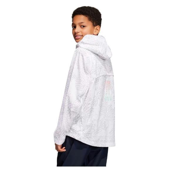 Adidas Childrens/Kids Printed Windbreaker - White/Light Grey Solid/Reflective - 