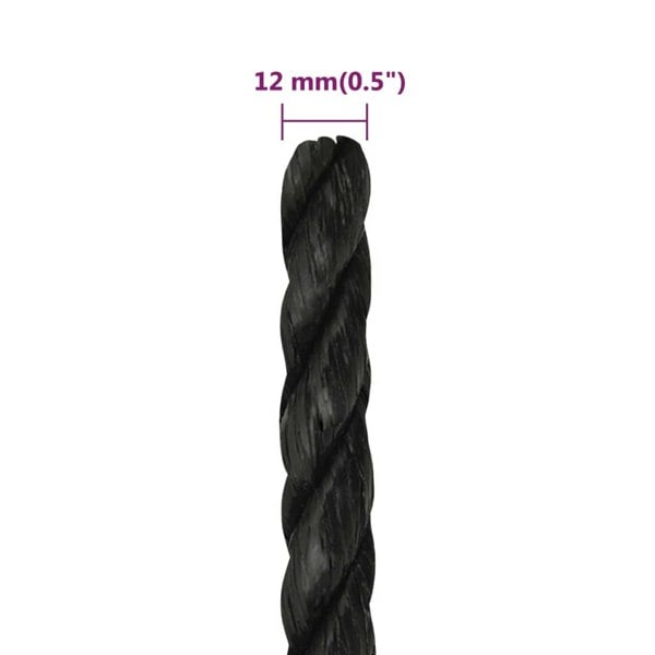 Berkfield Work Rope Black 12 mm 250 m Polypropylene