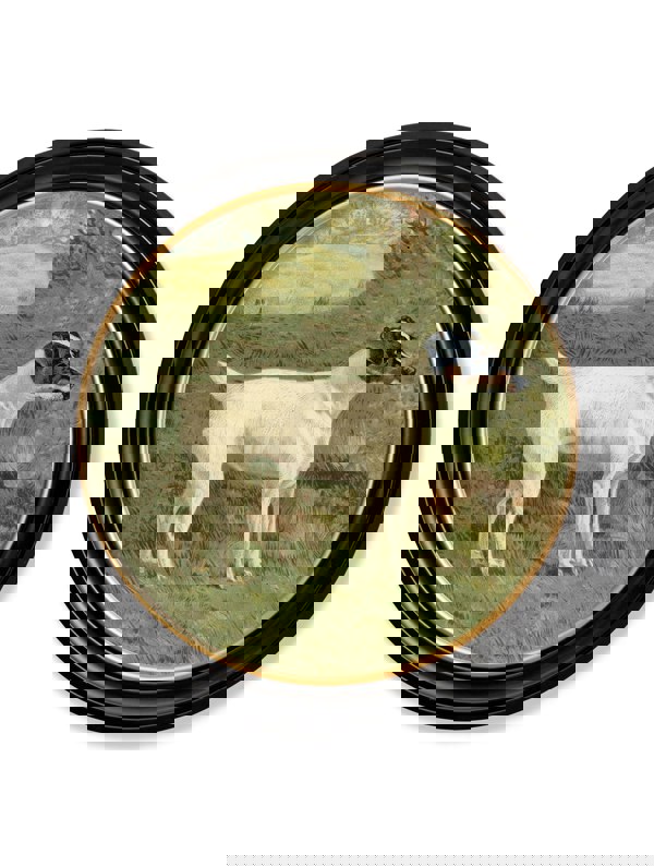 Exceptional Art c.1881 Terriers - Round Frame