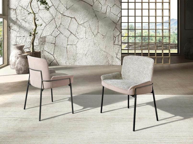 Angel Cerdá Grey Fabric and Brown Velvet Chair 4171