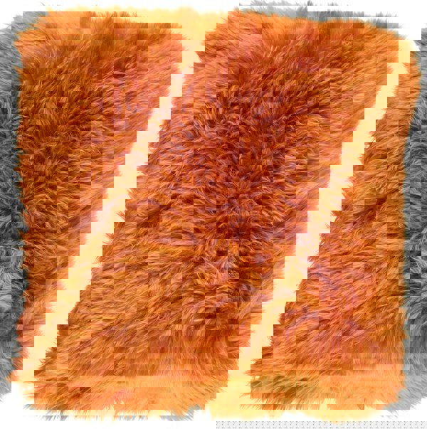 Long-Wool Sheepskin Cushion | 35x35 cm Rust