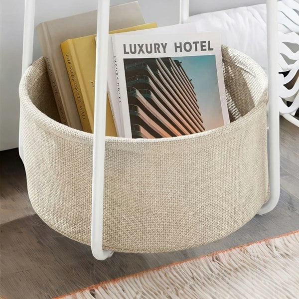 Rafaelo Mobilia Side Table with Removable and Washable Storage Basket Beige