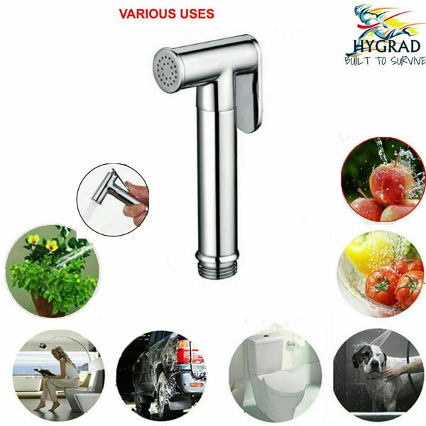 HYGRAD BUILT TO SURVIVE Hand Held Bathroom Bidet Spray Kit With Thermostatic Temperature Mixer Chrome UK
