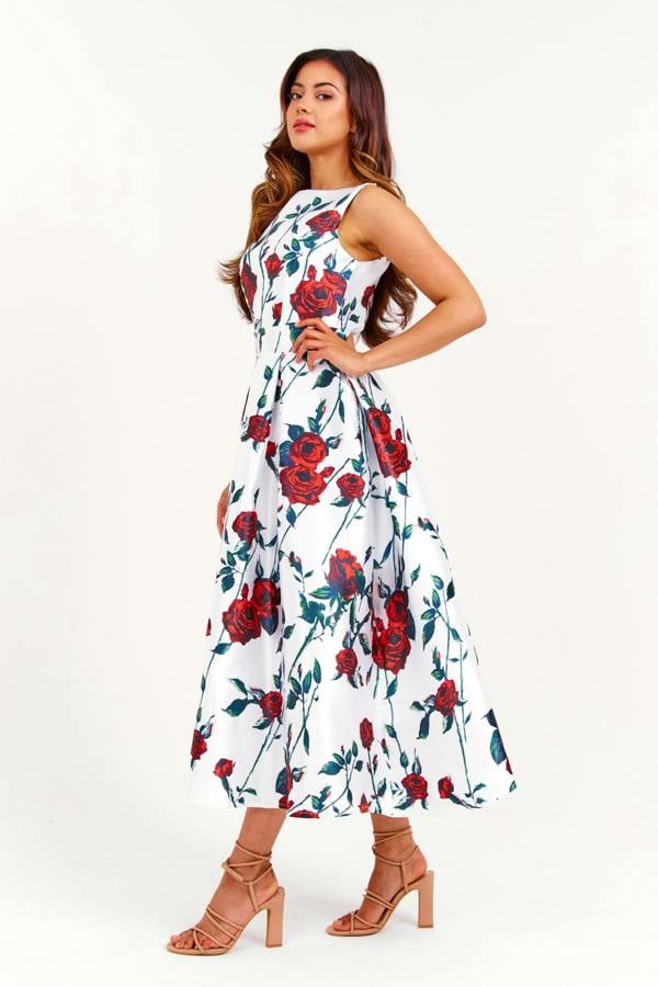 LuvForever White Floral Long Dress