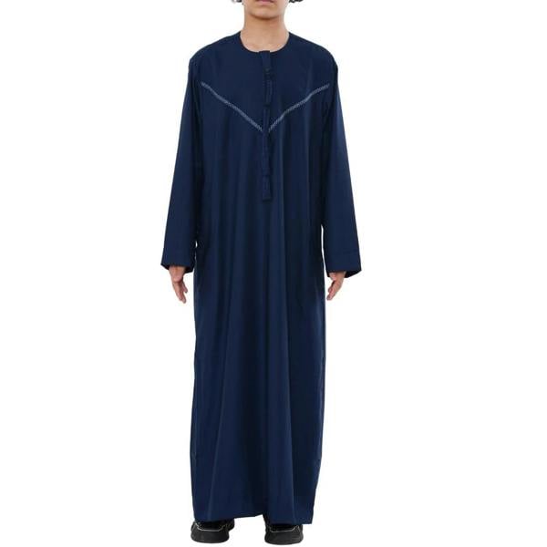 HM10 - Boy's Thobe Emirati Omani Zipped Jubba - Navy - Thobez - 42