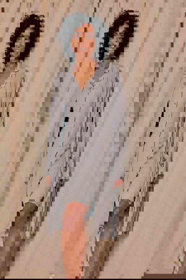 EcoVero Ribbed Robe in GreyNightwear