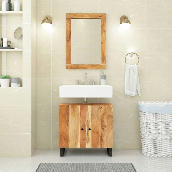 Berkfield Sink Cabinet 62x33x58 cm Solid Wood Acacia and Engineered Wood