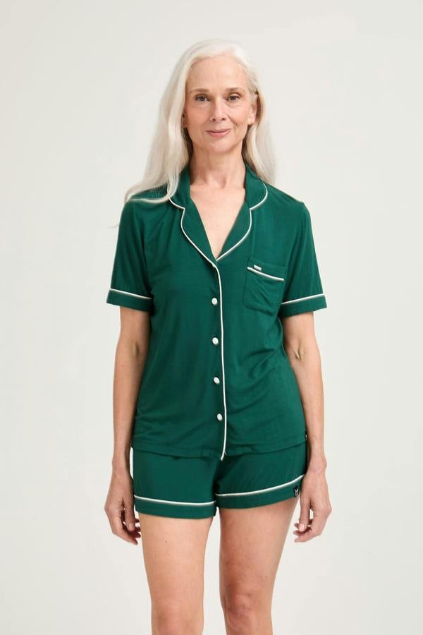 Bamboo Shirt Short Set in Green - Wholesale - Pajamas