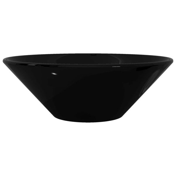 Berkfield Ceramic Bathroom Sink Basin Black Round
