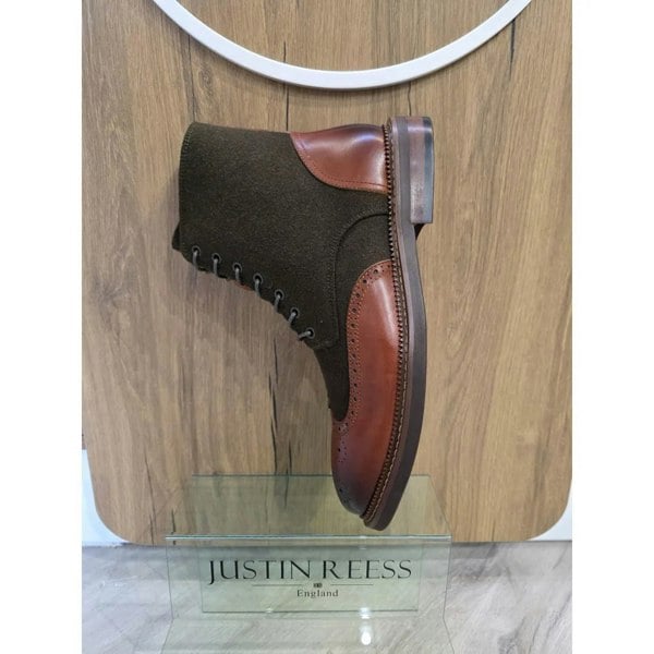 Justin Reess Clifford - Men's Khaki Brown Brogue Leather Ankle Boots