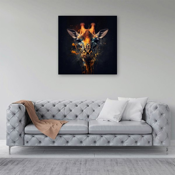 Warren Reed Golden Giraffe Face Splash Art Canvas