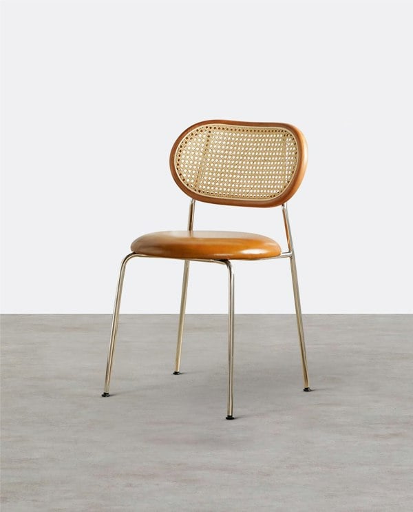 Ozzie Rattan Dining Chair, Round Seat Pad-Weilai Concept